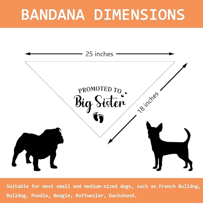 Promoted to Big Sister Pregnancy Announcement Dog Bandana Baby Gender Reveal Baby Announcement Photo Props Dog Scarf for Large Medium Small Dogs
