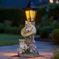 Solar Cat Outdoor Statue, Garden Statue with Lantern Decor, for Patio, Backyard, Lawn Ornament - Unique Warm-Hearted Gift for Women, Moms, Grandmas