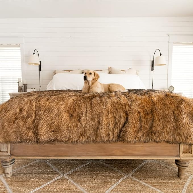 PupProtector Waterproof Throw Blanket for Dogs and Cats, Pet Blanket Cover for Couches, Sofas, Beds, Car Seats, Furniture, Calming Soft Faux Fur, Sable Brown, Original (60" L x 50" W)