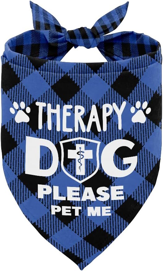 Dog Bandana, Therapy Dog Please Pet Me with, Dogs Scarf Classical Printing, Dogs Scarf Accessories, Doggy Kerchief Pet Kerchief, Christmas Birthday Thanksgiving Doggy Gift A01