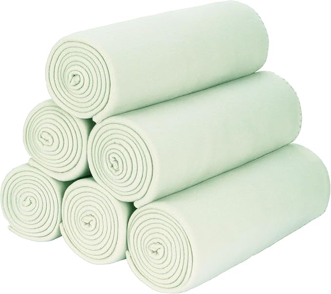 Fleece Throw Blankets Bulk Fleece Blankets Solid Wholesale Lightweight Warm Soft for Pet Bed Sofa Couch Office Wedding Gifts Travel Seasons Sage Green 50x60 Inches Pack of 6