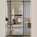WAOWAO 71" Extra Tall Cat Pet Gate 29.92-45.66" Wide Pressure Mounted Walk Through Swing Auto Close Safety Black Metal Dog Pet Puppy Cat for Indoor Stairs,Doorways