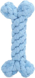 Pet Cotton Rope Biting Chewing Molar Toy, Cartoon Animal Shape & Pure Manual Weaving, Dog Rope Toys with Strong and Hard, Grind and Clean Teeth, Relieve Pressure (Blue Bones)