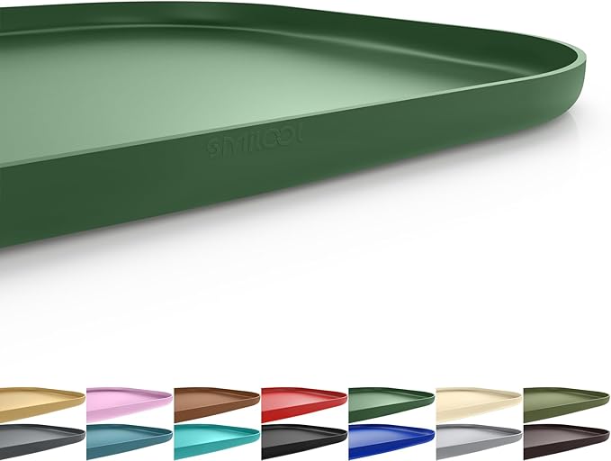 Silicone Pet Feeding Mat with Raised Edge for Food and Water, Dog Bowl Mats, Cat Bowls Placemat with High Lip for Floor Waterproof, Rubber Tray for Cats and Dogs 24 x 16 x0.8 Dark Olive