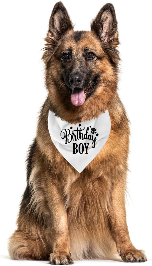 Happy Birthday Dog Bandana, Dog Bandana for Small Medium Large Dogs, Boy Pet Birthday, White Pet Bandanas, Dogs 1st Birthday Boy (A16)