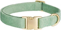 Soft Cotton Dog Collar with Metal Buckle Adjustable Heavy Duty Comfy Corduroy Collars for Small Medium Large Dogs,Grass Green,Large