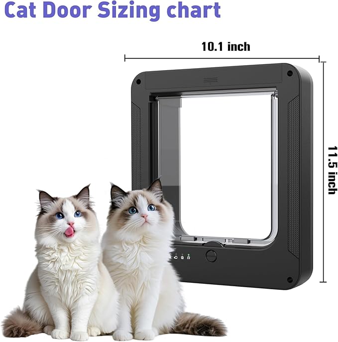 Smart Cat Door for Interior & Exterior Doors, Inter Frame Size 8.34" x 7.83", Microchip Kitten Door with 3 RFID Collar Sensor Keys, Electronic Activated Opening Pets Cats Flap for Windows, Walls