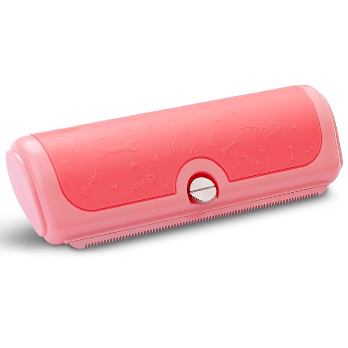 Cat & Small Pet Deshedding Brush & Shedding Blade, Gentle Undercoat Grooming Tool for Short & Medium Fur and Double Coats, Replaceable Metal Blade, Ergonomic Handle, Pink