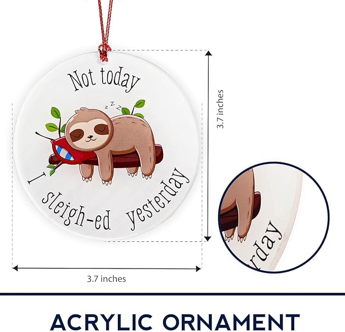 Sloth Gifts for Women, Sloth Ornament, Christmas Ornament 2025 Funny Lazy Animal Christmas Decoration, Cute Woodland Ornament for Tree, Unique Animal Lovers Gift, Relaxed Holiday Decor Idea