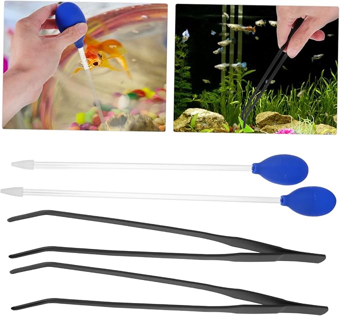 Happyyami Aquarium Cleaning Kit 4pcs Fish Tank Tools Pipette Dropper Feeder Tweezers Aquarium Accessories