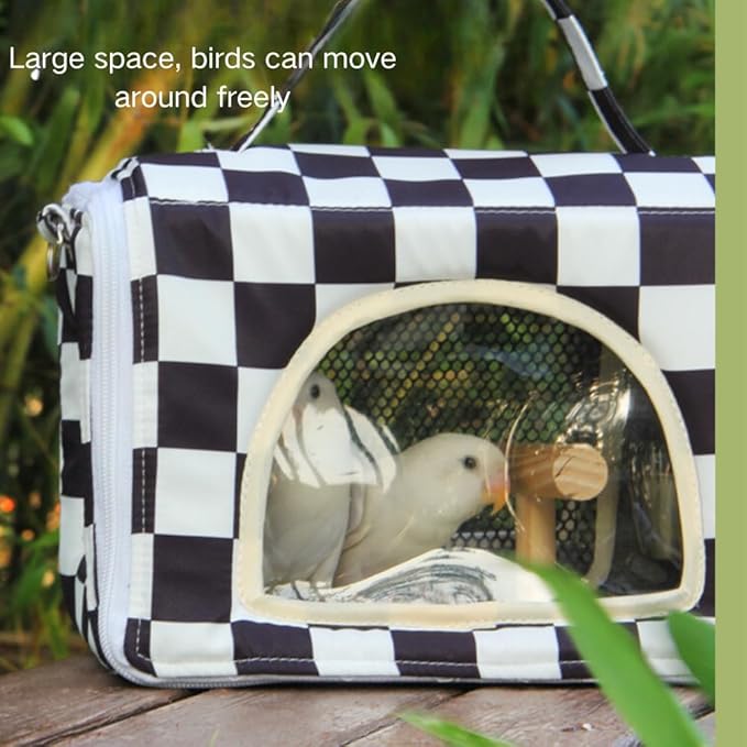 Bird Travel Carrier with Perch Parakeet Carriers with Net, Pad Mat, Feeder Portable Pet Carrier Bag for Bird Transparent Travel Carrier Cage for Budgie Conure Cockatiel (Colorful)