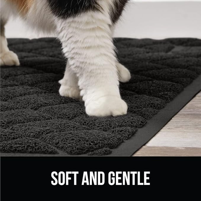 GORILLA GRIP Cat Litter Box Mat, Water Resistant, US Designed Kitty Litter Trapping Mats, Easy to Clean, Scatter Control, Less Mess and Clean Floors, Kitten Supplies for Indoor Cats 24x17 Black 2 Pack