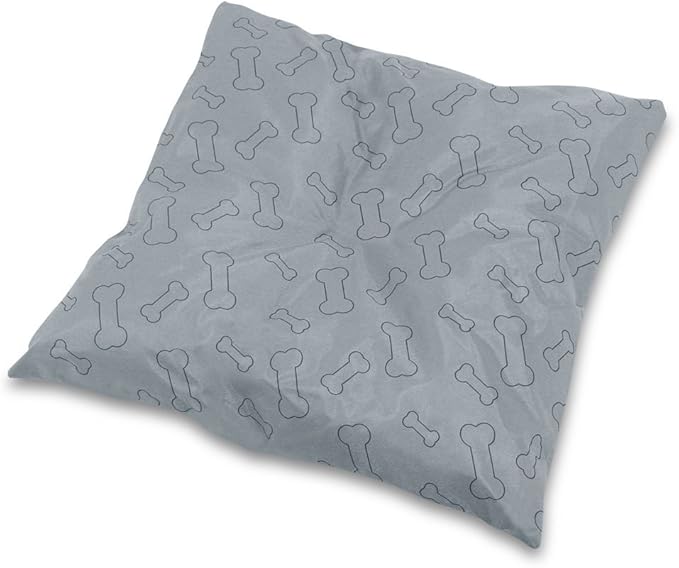 Best Pet Supplies Dog House Bed Crate Mat Tent Indoor Round Soft Plush for Small, Medium, and Large Breeds - Silver w/Bones, 16 x 16 x 14"