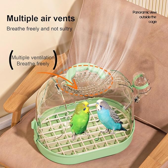 Versatile Birdcage for Travel Clear Bird Cage with Feeders and Bottom Grids for Outdoor Bird Carrying Observation Cage
