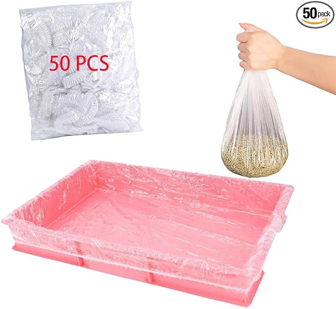 50 Pcs Disposable Rabbit Cage Liner Plastic Toilet Film Leak-Proof for Small Animals Bunny Guinea Pig Bird Cage Liners Litter Box Crate Tray Drawer Quick Cleanup Essentials Indoor (Medium-Compact)