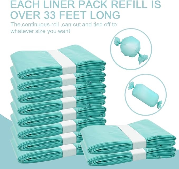 Cat Litter Pail Liner Refills Bags Compatible with Litter Champ Litter Pail, Lightly Scented, Green, 10 Count
