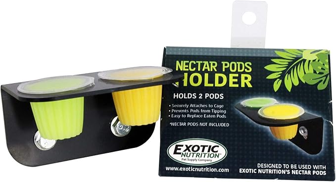 Nectar Pods Holder - Durable Cage Accessory for Nectar Pods - Sugar Gliders, Marmosets, Squirrels, Parrots, Cockatiels, Parakeets, Lovebirds, Birds, Hamsters, Day Geckos, Kinkajous & Other Small Pets