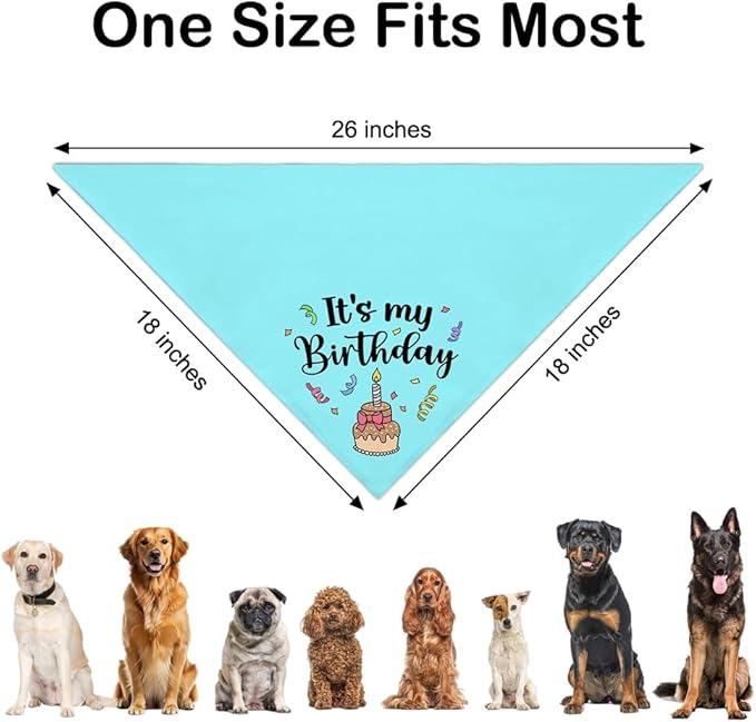 It's My Birthday Blue Dog Bandana, Birthday for Dog Mom Dad, Funny Puppy Scarf Accessory Decoration Photo Shoot for Party Dinner Holiday, Cute First Birthday Supply for Puppy