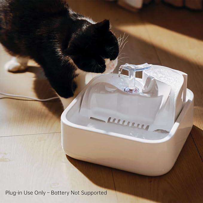 Oxygen-Riched Water Fountain for Cats Drinking Healthy, Pet Water Dispenser 3-Tired Standalone Water Bowl Indoor with Dual Pumps Quiet, Filter and Sponge Replaceable BPA-Free 2L/67 oz