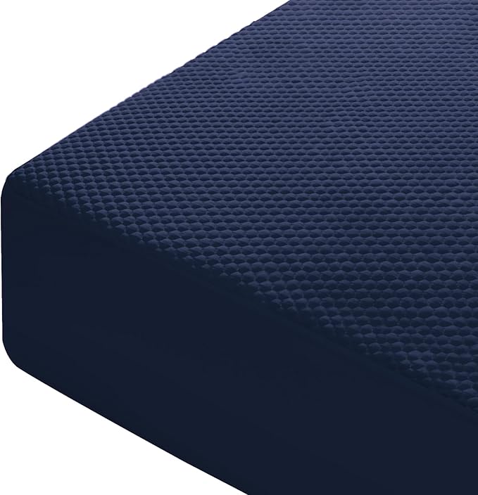 OhGeni 100% Waterproof Mattress Protector, Queen-Navy Blue Size Mattress Pad, Fits 6"-20" Mattresses with Deep Pocket, Cooling, Breathable Fitted Sheets, Soft Bed Cover, Noiseless, Machine Washable