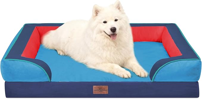 Comfort Expression Orthopedic Dog Bed for Large Dogs 36x27 Inch, Waterproof Egg Crate Foam Large Pet Bed with Removable Bolsters, Dog Couch with Washable Cover & Non-Slip Bottom, Philadelphia