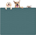 39.4"x29.5" Large Pet Food Mat, Silicone Dog Mats for Food and Water, Nonslip Pet Feeding Mats for Floors,Dog Cat Bowl Mat with Raised Edges, Dark Green