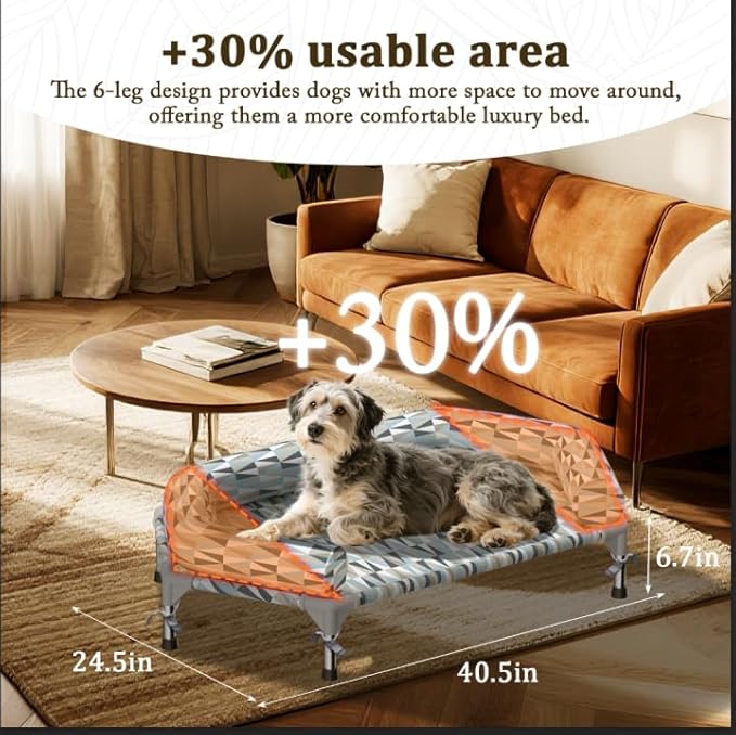 Orthopedic Dog Bed - Beds Bolster,Cooling Elevated Dog Beds with Metal Frame,Raised Dogs Bed,Easy to Assemble,Up to 80 lbs,Medium