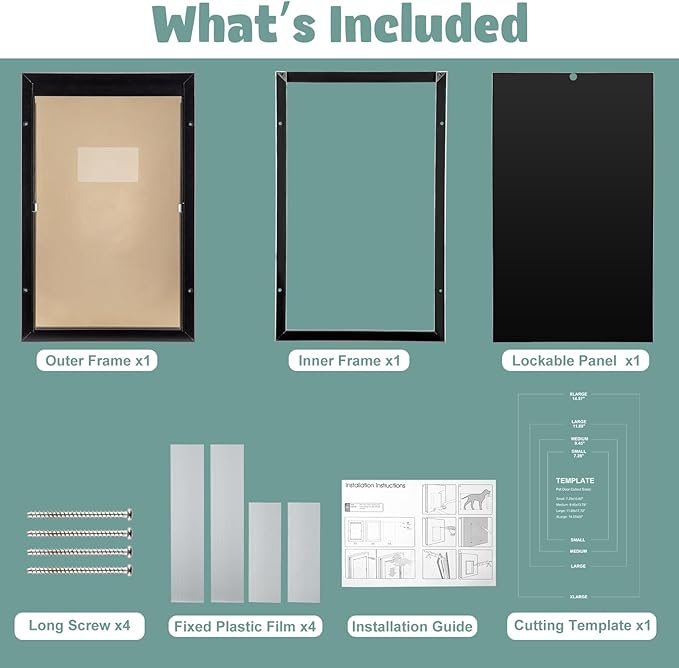 Dog Door Aluminum Pet Door with Extra-Large Flap, Doggie Door Designed with Automatic Closing Magnetic Flap, Telescoping Tunnel (X-Large&Adjustable Thickness)