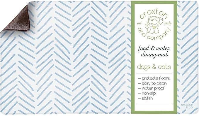 CROXTON & CO. Non-Slip Faux Leather Pet Feeding Mat for Dog Bowls | Large Bowl Mat for Food and Water | Durable, Easy-to-Clean Pet Food Mat for Floors | Size: 16.5"x28"