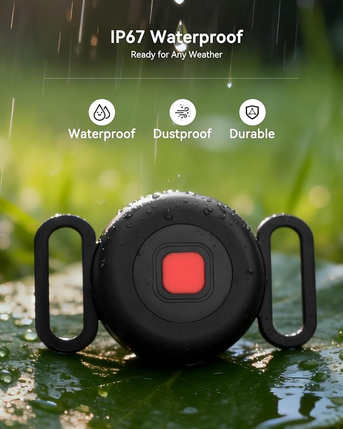 Location Tracker Tag for Dogs & Cats with Silicone Collar Holder, Works with Apple Find My & Android Find Hub, IP67 Waterproof Bluetooth Anti-Lost Locator (Black – Pet Collar Case, 1 Pack)