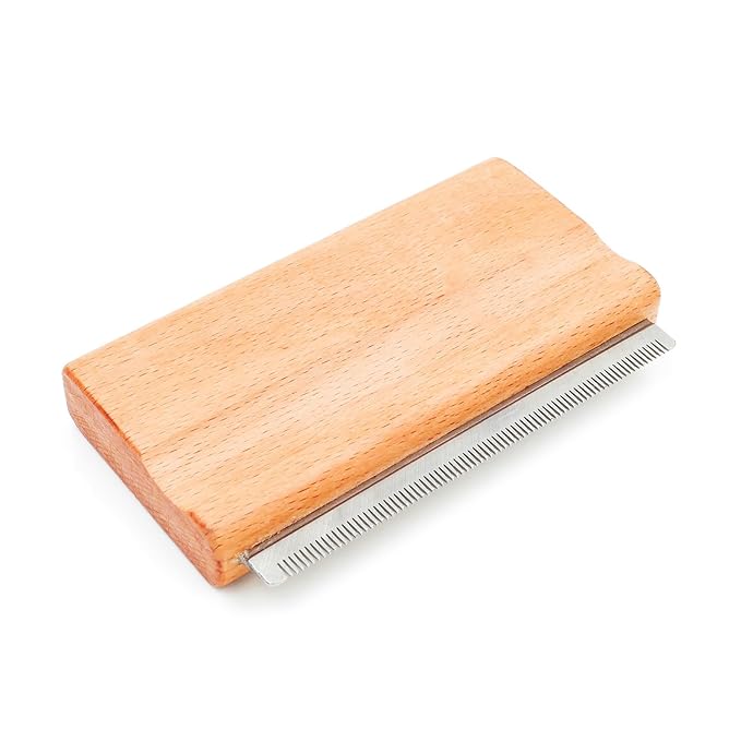 Deshedding Dog Brush with Wood Handle, Grooming Brush for Pets,Cat, Short Hair Dog Undercoat Brush, Deshedder Shedding Tool