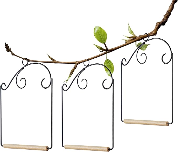 winemana Set of 3 Hummingbird Swings, Rust Resistant Metal Frame, Wooden Dowel, Attach to Bird Feeders, Perfect for Hanging Indoor Office Outdoor Trunk Lawn Patio Garden (7.5" x 5.6")