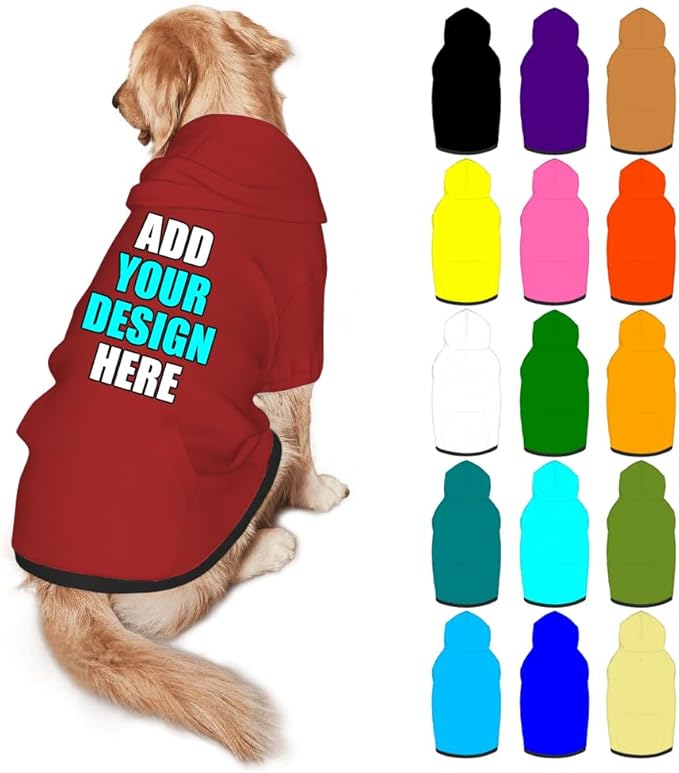 Custom Dog Hoodie Personalized Photo Text Logo Name Dog Clothes, Soft & Warm for Puppy Sweatshirt Hooded for Small Medium Large Dogs Girl/Boy Cats/Kitten, Brown, XXL
