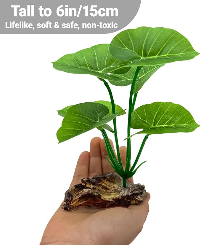 Silk Aquarium Plants Betta Fish Tanks Decor 6-in Soft Aquarium Decorations Fish Tanks Plants Leaf Hammock, Artificial Aquarium Plant Fish Tank Decorations Accessories Goldfish Reptile Plants Driftwood