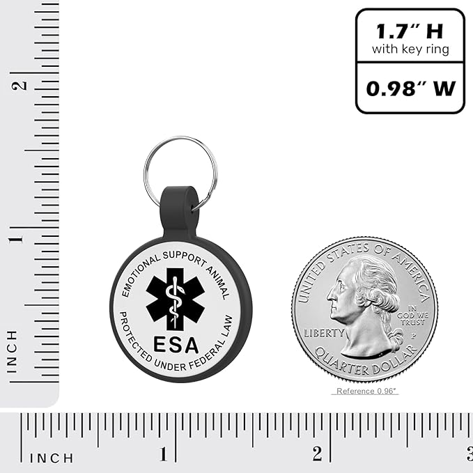 ESA Dog Tag, QR Code Dog Tag, Modifiable Free Pet Online Profile, Scannable QR Code, Scan QR Send Instant Location Alert Email, Silicone Lightweight ID Tag for Dog and Cat (Black, Small)