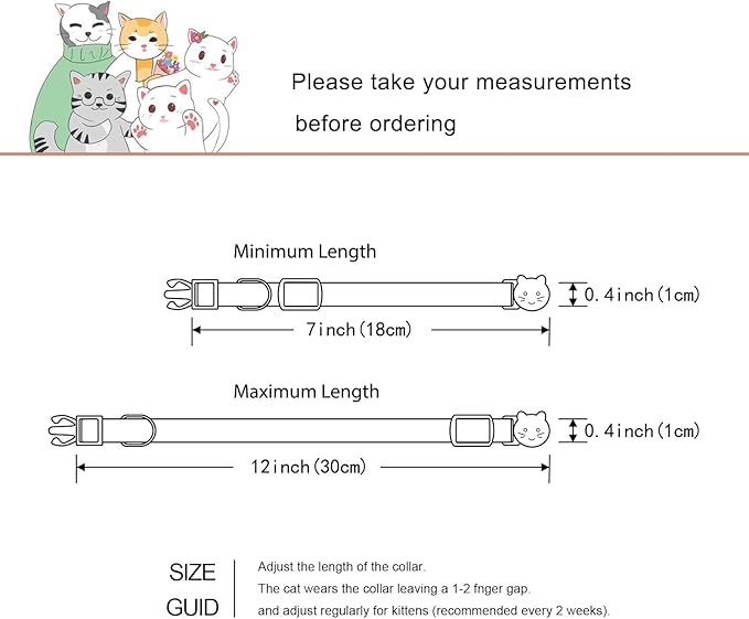 Yizepet Cat Collars with Bells, Breakaway Kitten Collar, Cute Kitty Collar, Pet Supplies Accessories