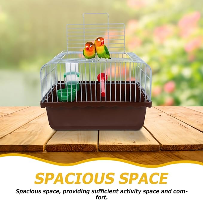 Portable Bird Cage with Perch Food Box and Water Dispenser Spacious Travel Carrier for Parakeet Finch Canary Small Birds 9.29X6.57X6.29 Inches