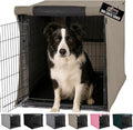 GORILLA GRIP Dog Crate Covers Compatible with Amazon Basics Dog Crates, All Sides Open, Privacy Cover Fits 36" Wire Kennel, Breathable Mesh Windows, Light Reducing Puppy Training Cage Topper, Taupe