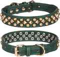 Spiked Dog Collar Soft Pu Leather Mushrooms Rivet Spike Studded Puppy Adjustable Pet Collars for Small Breeds (S, Green3)