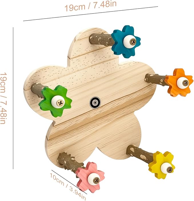 Parakeet Toys, Natural Wood Perch with 5 Branches, Unique Durable Avian Cage Accessories for Parakeets, Cockatiels, Budgerigars, Conures, Lovebirds