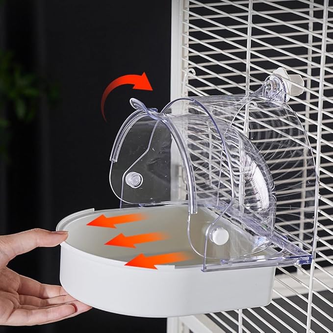 Hanging Brid Bath with Feeder for Cage, 3 in 1 Multifunction Bird Bath/Bowl/House, Bird Cage Accessories Suitable for Small to Medium Birds, Like Lovebirds, Finches, Parakeets, Mannikin