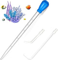 KABASI Coral Feeder Fish Feeder Waste Clean Tool, 50ml Manual Acrylic Pipette Suction Dropper with 2PCS Extension Pipes for Fish Tank Cleaning, Water Changer Waste Remover for Aquarium