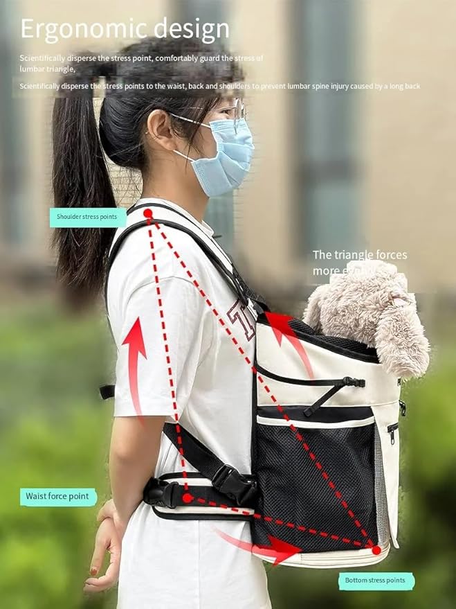 Pet Dog Carrier Backpack, cat Carrier Pouch, Small Dog Front Backpack, Breathable Mesh Dog Travel Backpack with Safety Belt, Suitable for Travel, Hiking, Cycling, and Outdoor Adventures