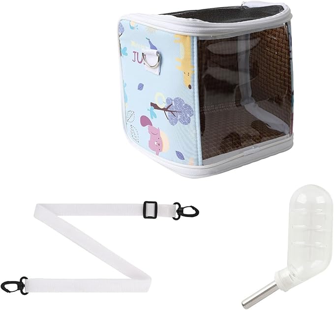 Guinea Pig Carrier with Water Feeder, Small Animal Hamster Carry Pouch with Ventilated Design and Clear Window, Chinchilla Travel Carrier for Bird Parrot Guinea Pigs Pet Transportation