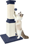 AGYM 32 Inch Cat Scratching Post for Large Cats, Cat Scratcher for Indoor Cats Adults, Sturdy Sisal Scratch Post to Protect Furniture, Blue