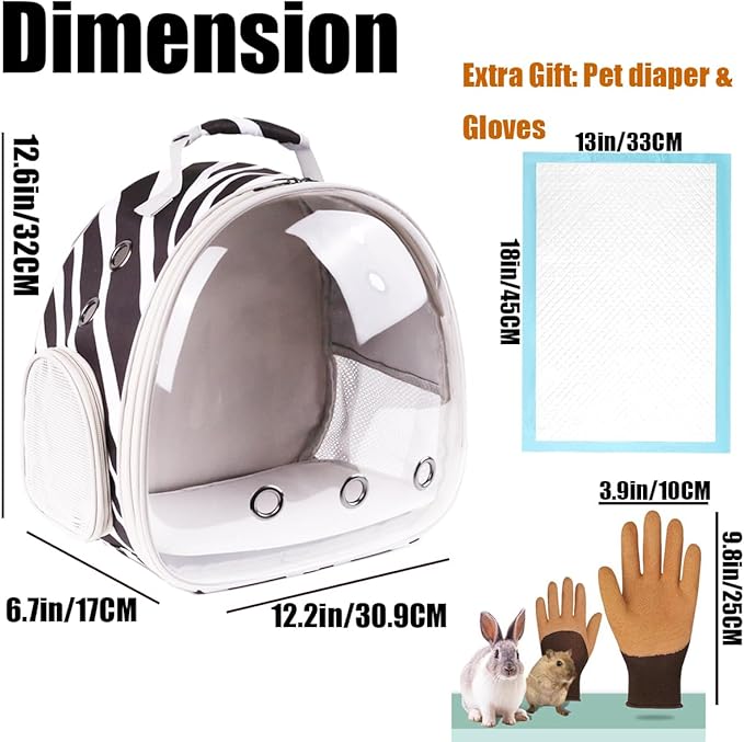 Portable Small Animal Backpack Travel Breathable Pet Carrier Bag Cages for Guinea Pig, Rabbit, Bearded Dragon, Squirrel, Tortoise, Bird, Lizard, Sugar Glider
