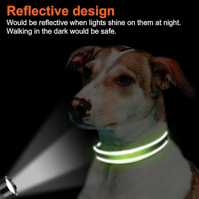 Joytale Reflective Dog Collar, Soft Neoprene Padded, Metal D-Ring, Nylon Pet Collar Adjustable for Small Dogs, Green, S