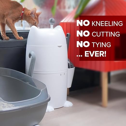 Red Rocket Pets Litter Trash Can for Cat Kitty Twister Plus, Litter Disposal System, No Smell Litter Storage Container with Scooper, 2X Refill Bags and 2X Charcoal Sachets (Standard)