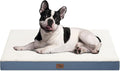 Plush Orthopedic Dog Bed for Medium Dogs & Puppies, Waterproof Dog Beds 30x20 Inch with Removable Washable Cover, Egg Crate Foam Flat Pet Mat, Blue White
