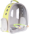 Bird Travel Backpack Carrier, Clear Bubble Window Transport Backpack for Birds, Space Capsule Astronaut Liked Vet Carry Book Bag for Parakeet Parrot (M-YEL, Clear Bubble)
